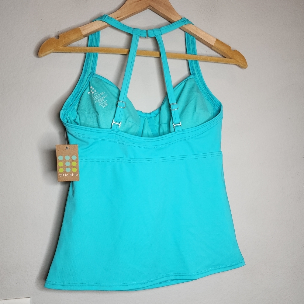 NWT Title Nine Blue Green Tankini Top Underwire Size 32DD - Picture 2 of 15